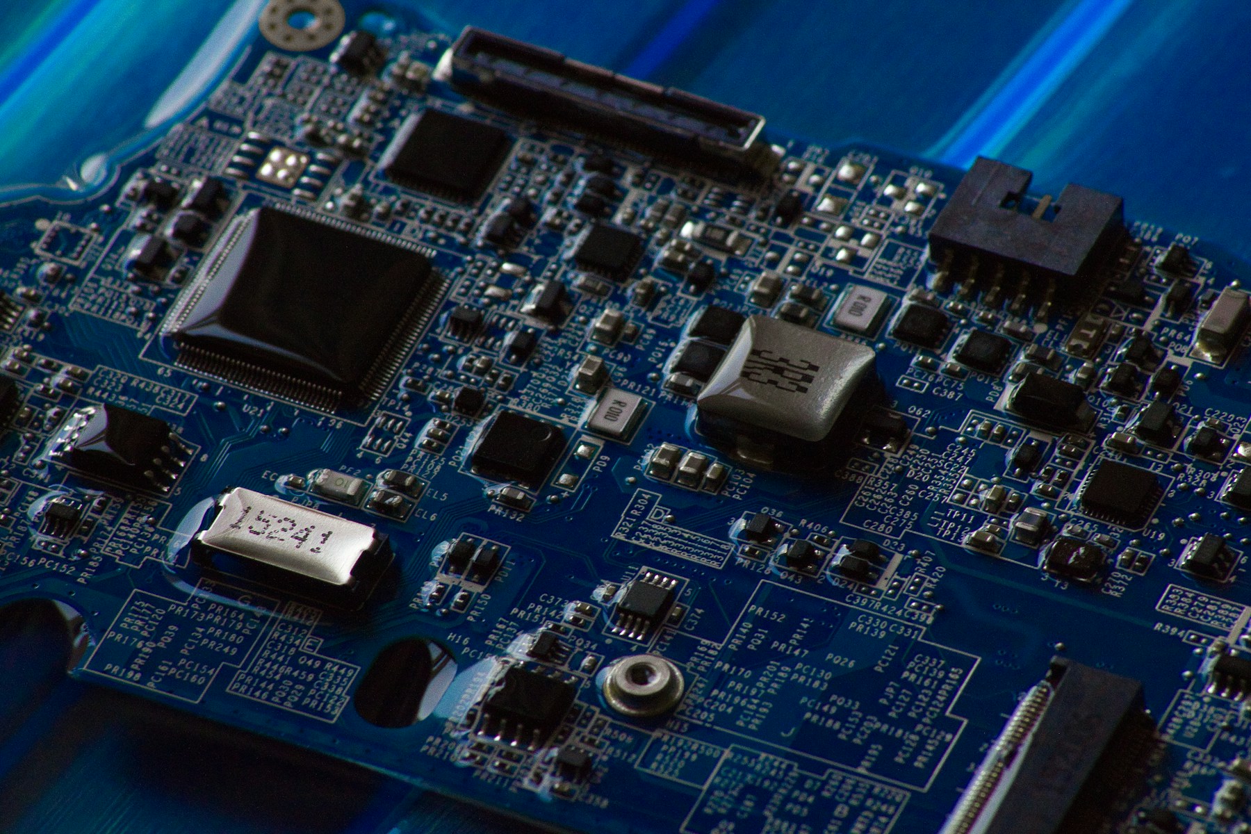 Blue circuit board detail
