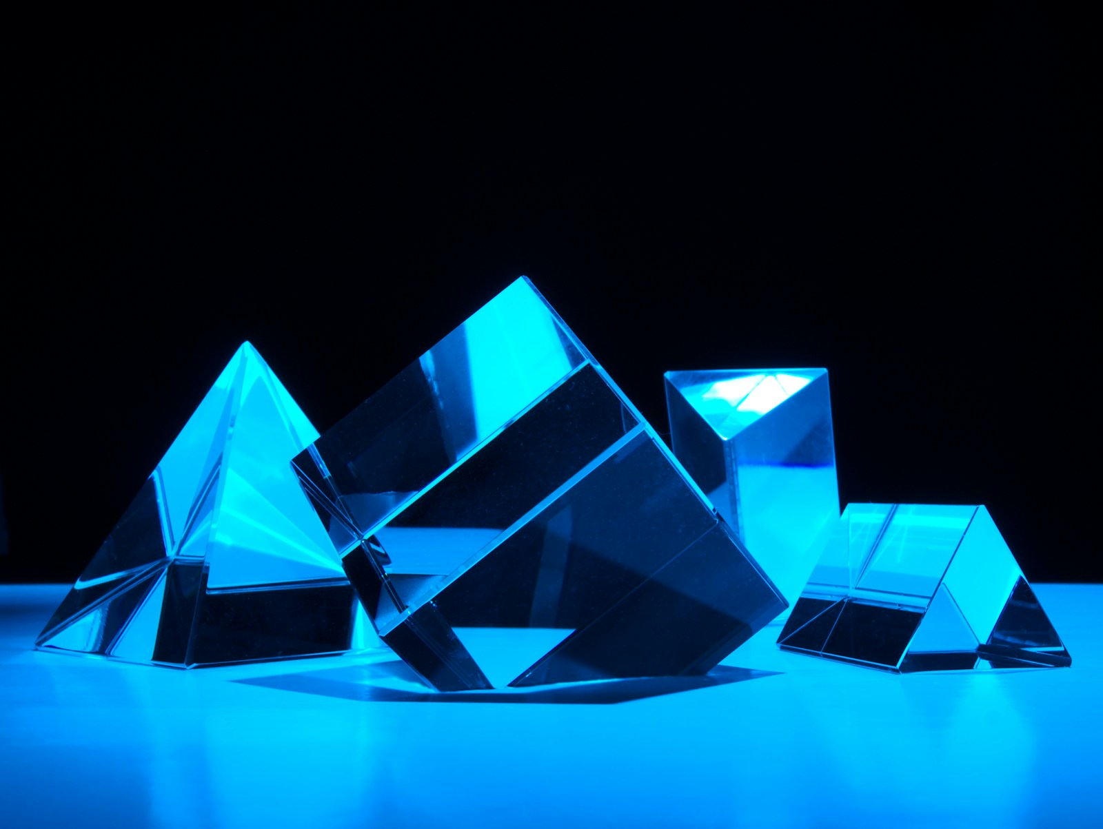Icy blue glass solids